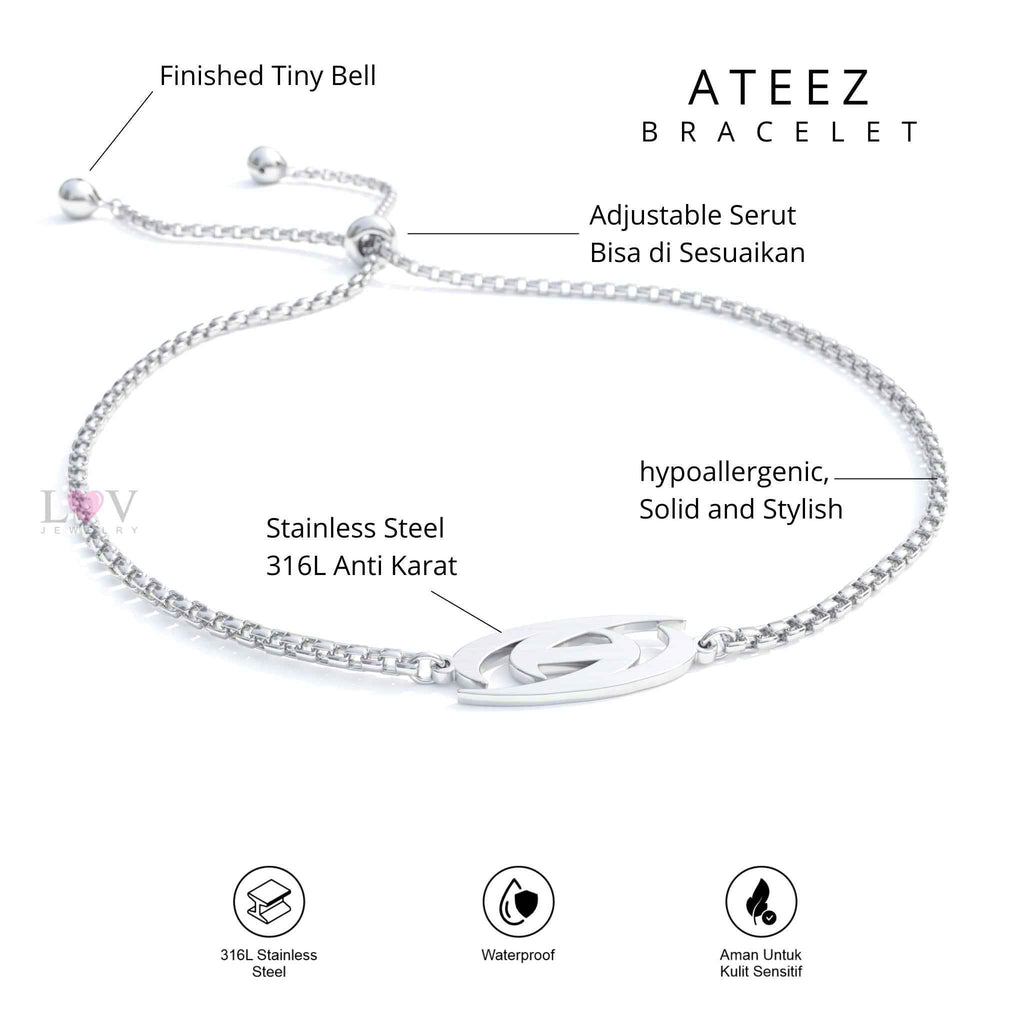 Gelang ATEEZ ATINY Edition Kpop Inspired Bracelet Aksesoris Stainless Steel Anti Karat Korean Style Unisex - Ateez Bracelet