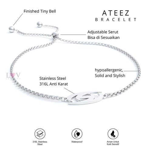 Gelang ATEEZ ATINY Edition Kpop Inspired Bracelet Aksesoris Stainless Steel Anti Karat Korean Style Unisex - Ateez Bracelet