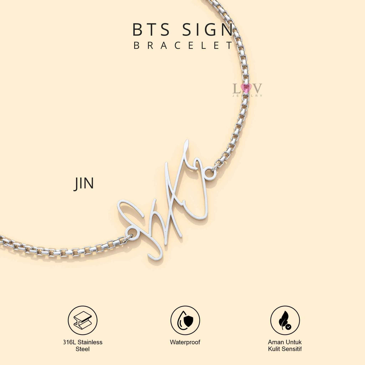 Gelang Tanda Tangan BTS ARMY Bracelet Sign Kado Kpop Korea Bias Jungkook V Jimin - BTS Sign Bracelet