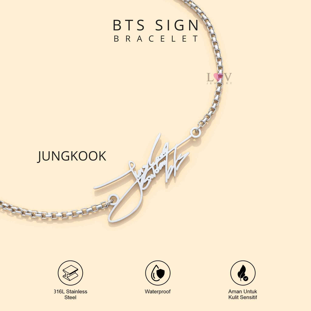 Gelang Tanda Tangan BTS ARMY Bracelet Sign Kado Kpop Korea Bias Jungkook V Jimin - BTS Sign Bracelet