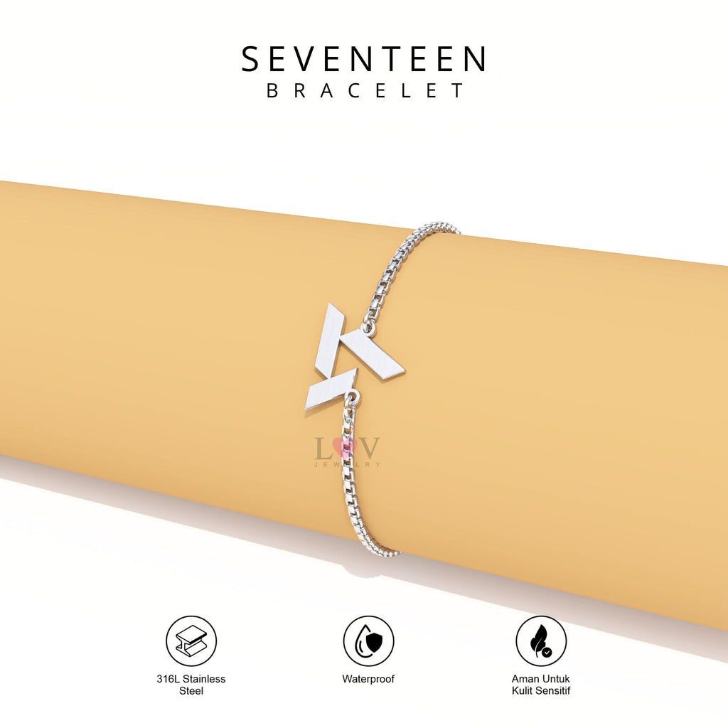 Gelang Seventeen Serut Stainless 316 Custom Logo Kpop Aksesoris Bias Carat | Seventeen Bracelet