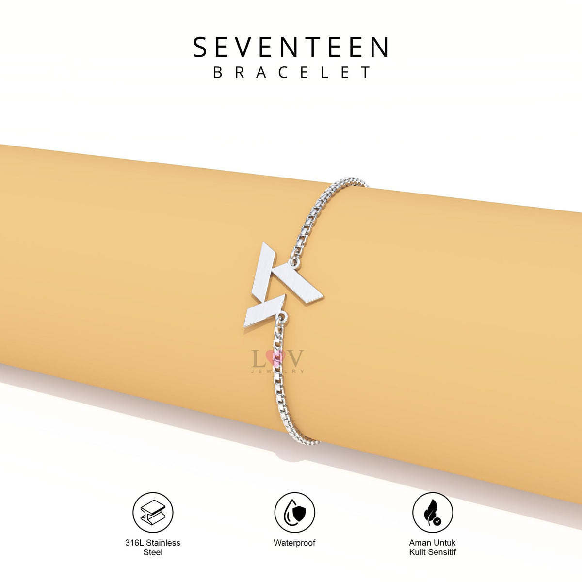 Gelang Seventeen Serut Stainless 316 Custom Logo Kpop Aksesoris Bias Carat | Seventeen Bracelet