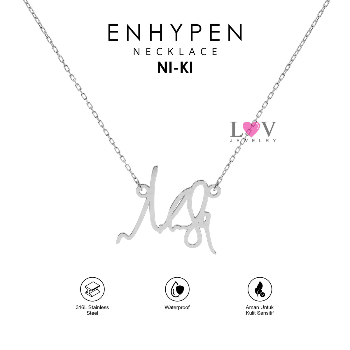 Kalung Enhypen Handwriting Signature Aksesoris Gift Engene Heeseung Jay Jake Sunghoon Sunoo Jungwon Niki - Enhypen Necklace