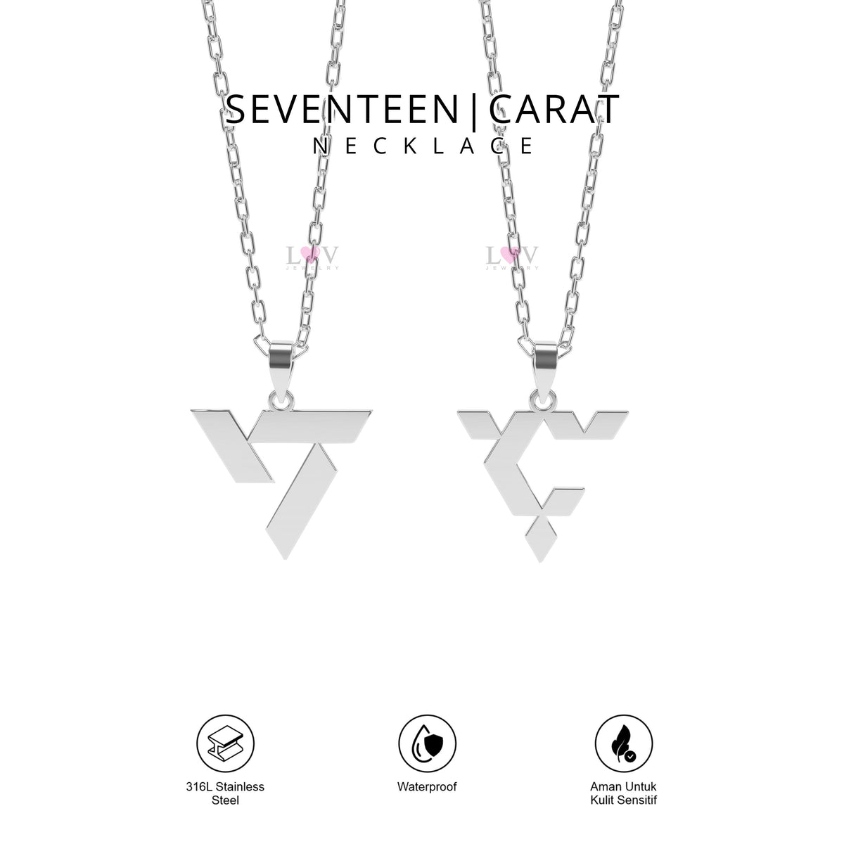 Kalung Logo Seventeen Kpop Carat Stainless Steel Anti Karat Aksesoris Kpopers - Seventeen Necklace