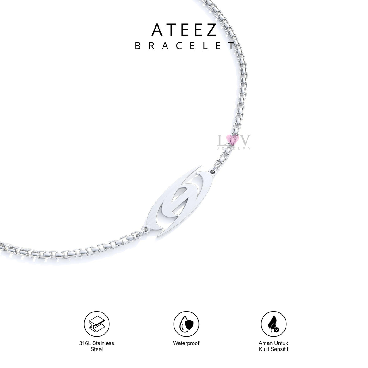 Gelang ATEEZ ATINY Edition Kpop Inspired Bracelet Aksesoris Stainless Steel Anti Karat Korean Style Unisex - Ateez Bracelet