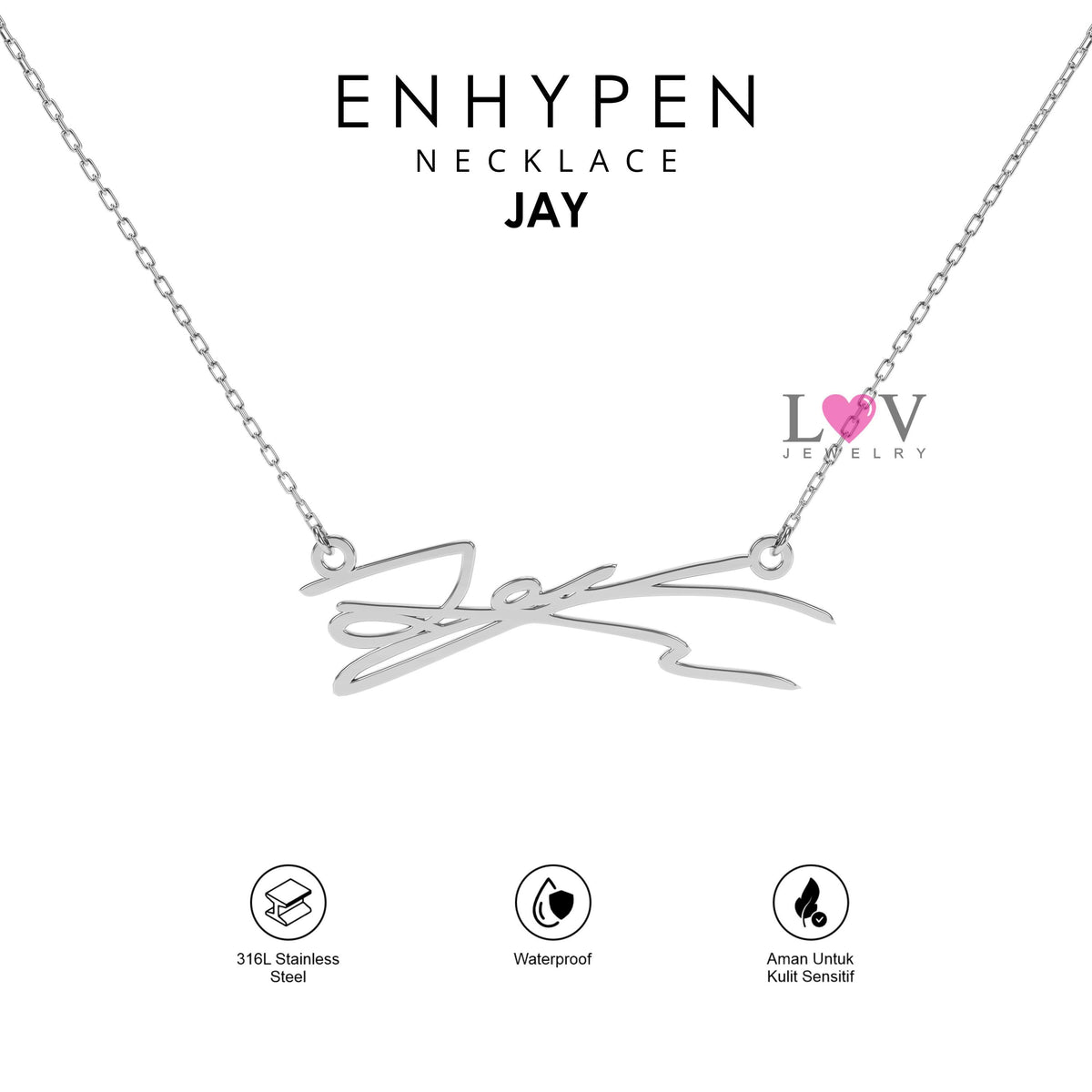 Kalung Enhypen Handwriting Signature Aksesoris Gift Engene Heeseung Jay Jake Sunghoon Sunoo Jungwon Niki - Enhypen Necklace