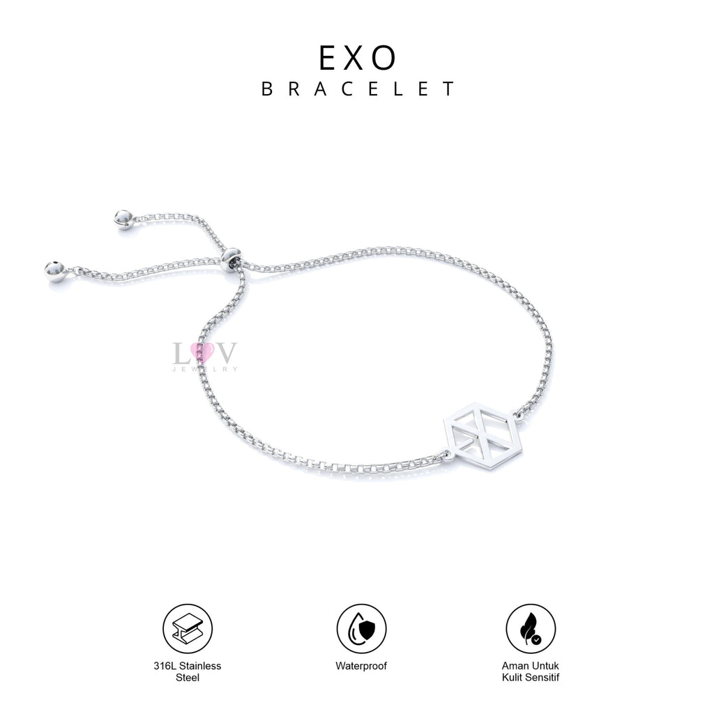 Gelang EXO-L Bracelet Kpop Inspired Stainless Steel Anti Karat Aksesoris EXO Serut - EXO Bracelet